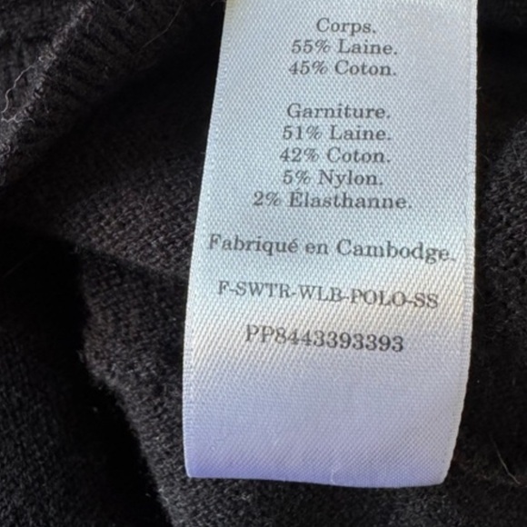 Everlane The Cotton Merino Short Sleeve Polo Sweater – Black L - Picture 5 of 6